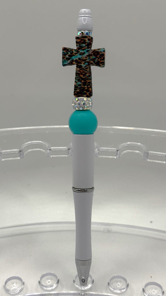 White Animal Print Pen